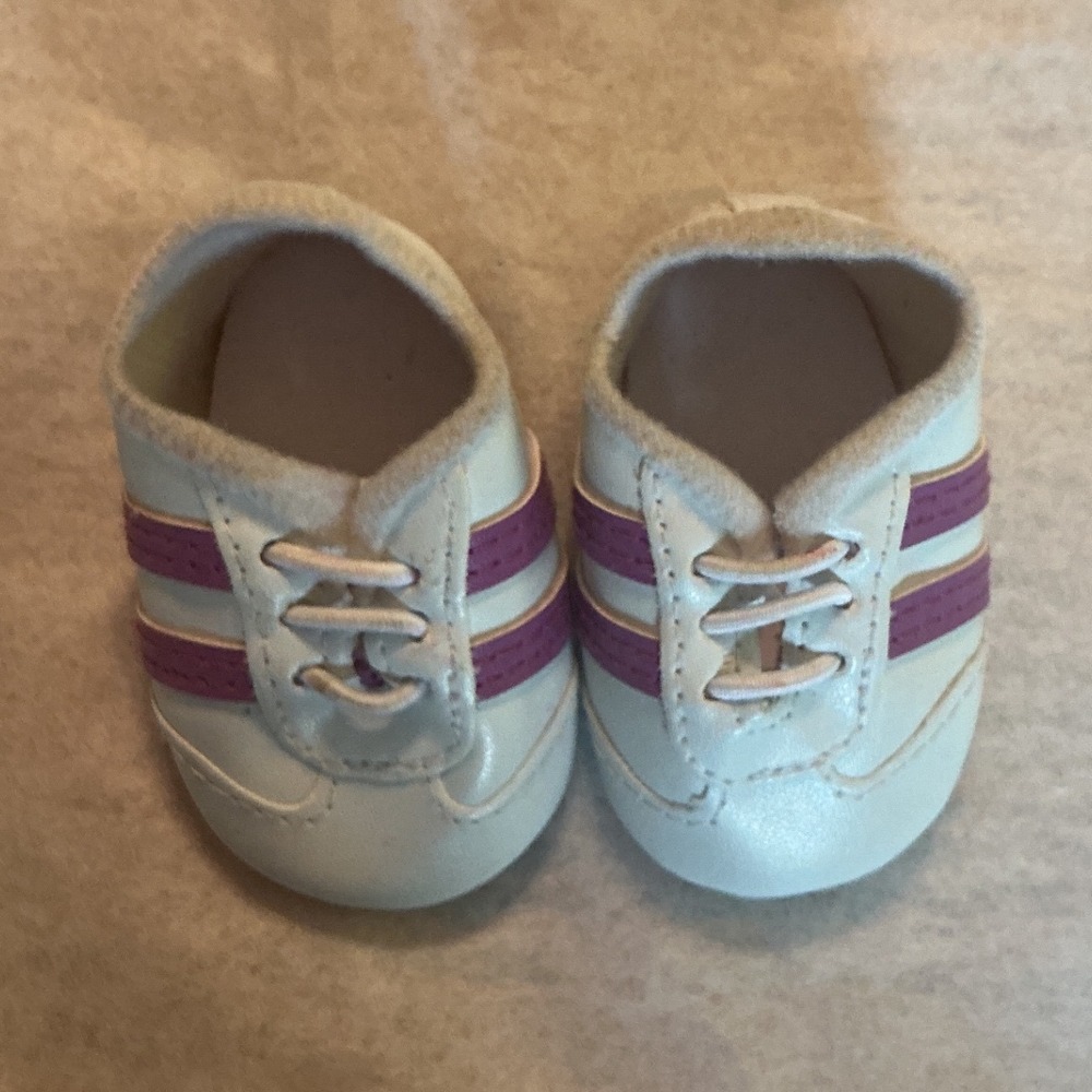 American girl White Doll Sneakers with Purple Stripes Athletic Shoes Sporty